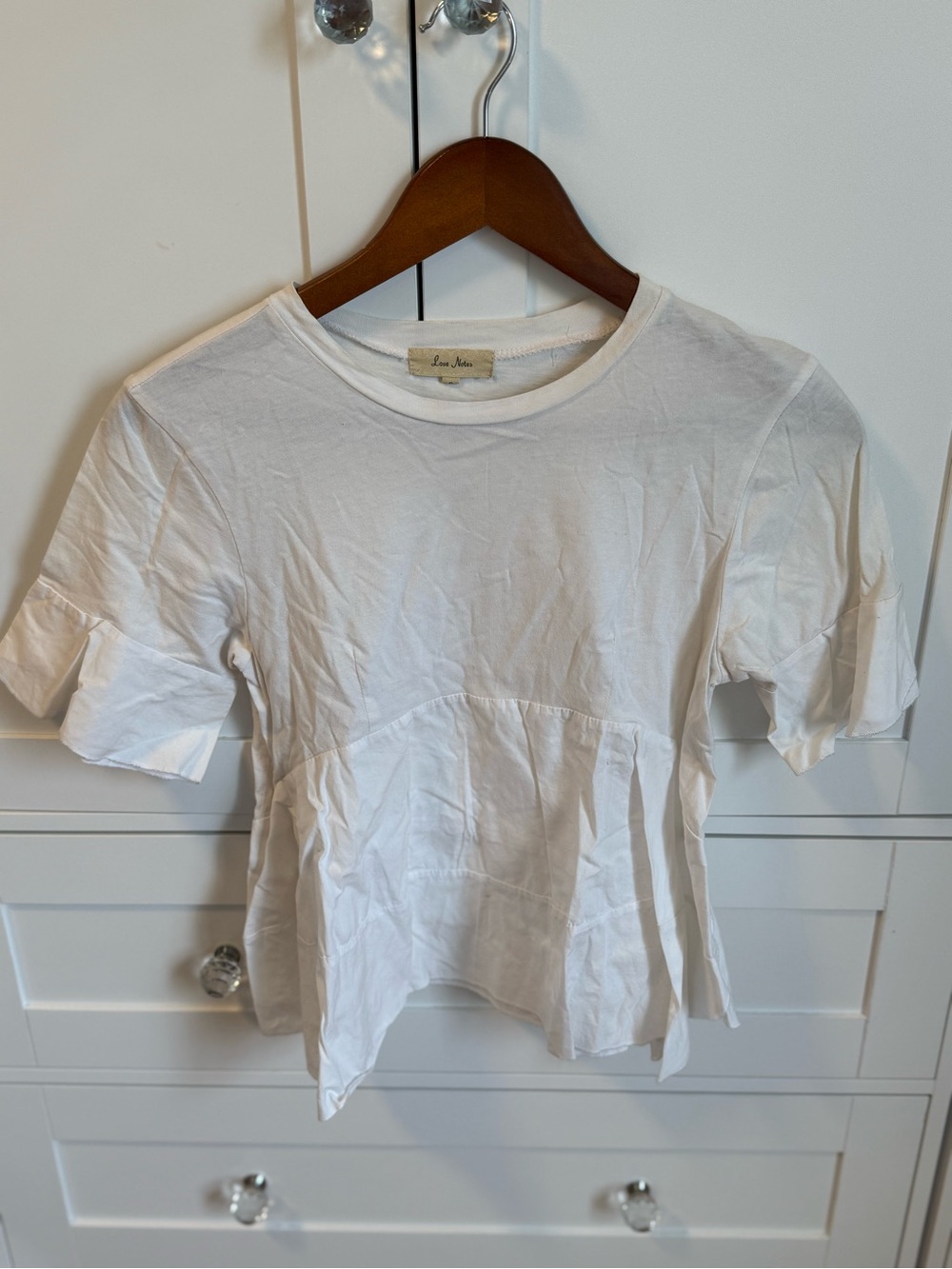 Anthropologie White Short-Sleeve Peplum Tee